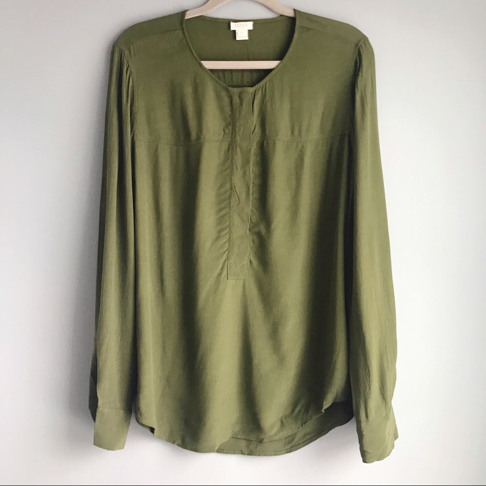 J. Crew Green Blouse (Large)